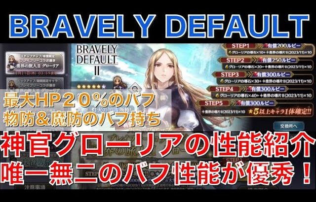 【オクトラ大陸の覇者】新キャラ！神官グローリアの性能確認！BRAVELY DEFAULTとの第二弾コラボ