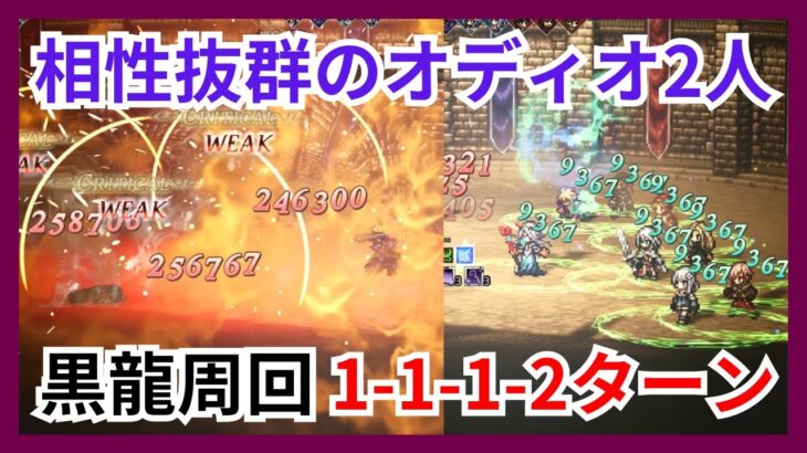 相性抜群のオディオ2人組で黒龍の遊戯盤を1-1-1-2ターン攻略！Oで爆発&Sで超回復戦法【オクトパストラベラー大陸の覇者】