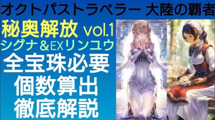 オクトラ覇者 秘奥解放vol.1【EXリンユウ/シグナ編】全宝珠個数算出徹底解説【全キャラ無凸縛りプレイ オクトパストラベラー大陸の覇者】