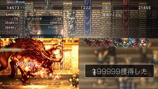 【オクトラ0】魔物闘技場 1戦闘1分弱でレベル上げ 経験値1万4000＆金策12万 1飯72万(10分くらい) 必殺技使い放題！
